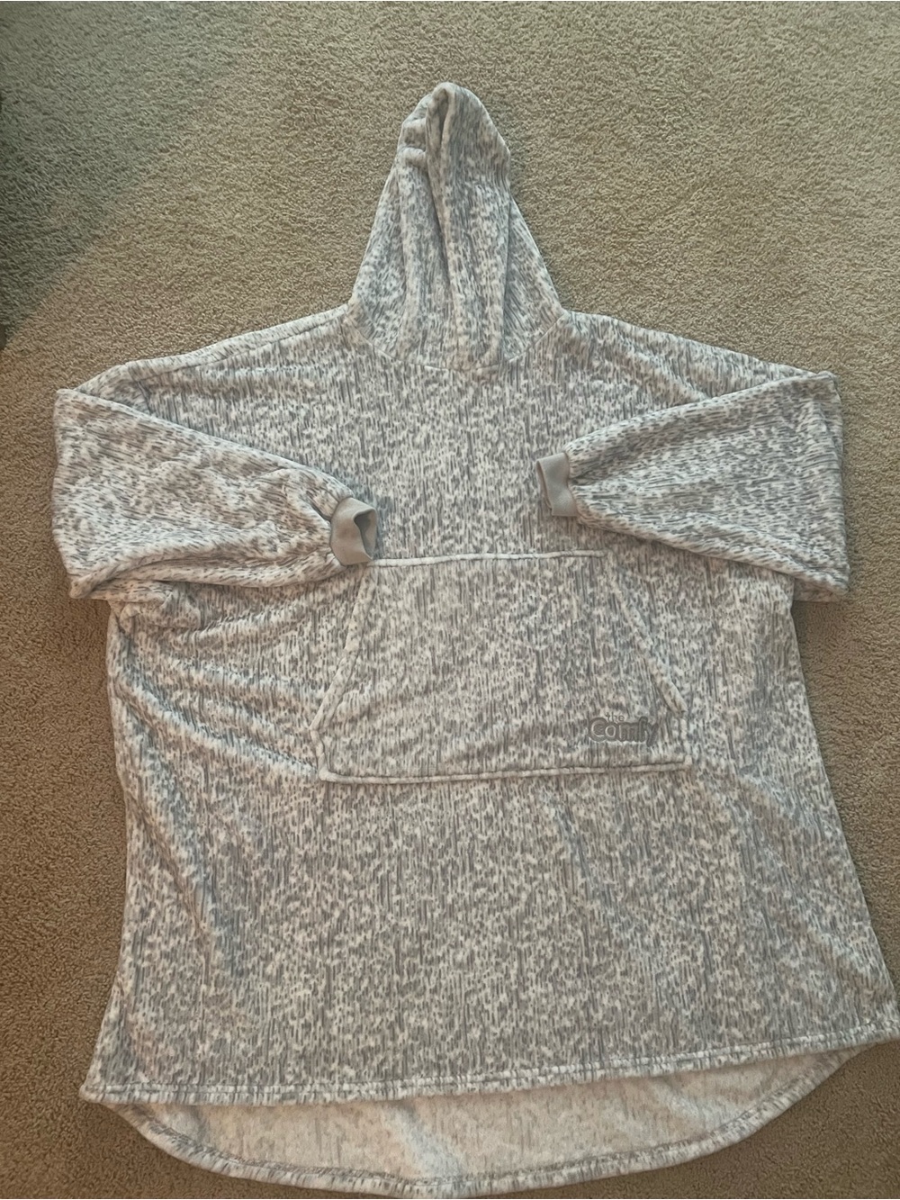 The Comfy Oversized Blanket Cozy Heathered Gray Hooded Sweater